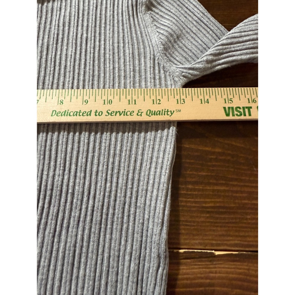 Forever 21 Ribbed Knit Top Gray Long Sleeve‎ Crew Neck Basic Casual Medium - Picture 6 of 9